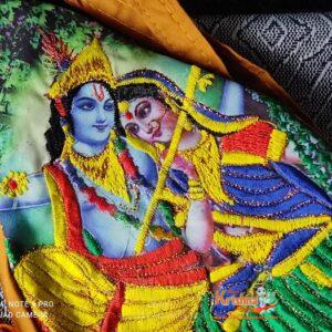 Radha Krishna Printed Bead Bag With Embroidery