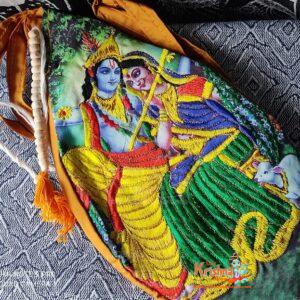 Radha Krishna Printed Bead Bag With Embroidery