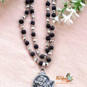 Shri Radha with Krishna Silver Pendant Necklace Mala