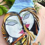 Beautifully Hand Painted Radhey Krishna Flute Japa Beads Bag