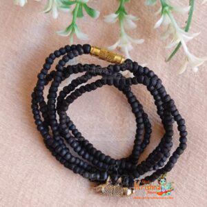 Black Tulasi Kanthi Mala With Silver Narasimha Dev Kavacha
