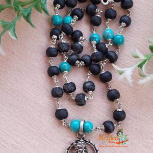 Krishna Bliss Silver Pendant Tulasi And Pearl Necklace