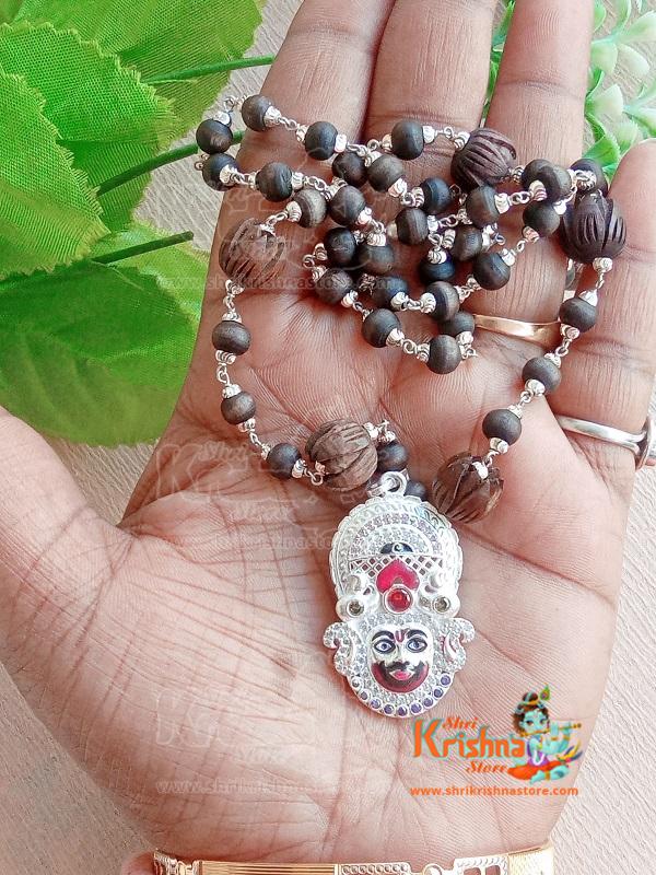Baba Khatu Shyam Hamara Silver Tulsi Locket With Silver Mala