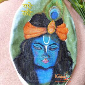 Beautifully Hand Painted Krishna Japa Beads Bag