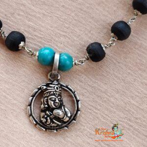 Krishna Bliss Silver Pendant Tulasi And Pearl Necklace