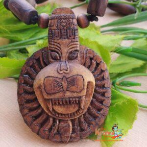 Shri Nrsimhadeva Mahadev Handmade Original Tulsi Beads Big Locket Kanthi Mala 2.5X2.5 Inches Locket Size