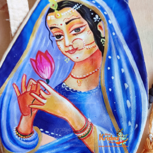 Beautifully Hand Painted Radha Rani Japa Beads Bag with Black Tulsi Counter - Premium