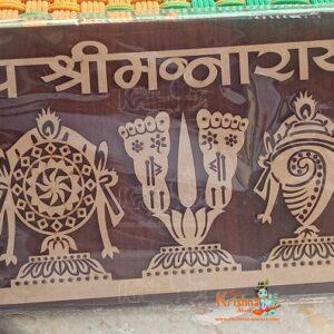 Garud Shank Chakra Wooden Plate for Home Temple