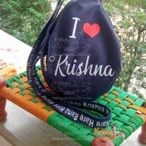 I love Radha and I Love Krishna Prayer bag, Japa Mala bag/krishna bag/ beads bag/ meditation bag