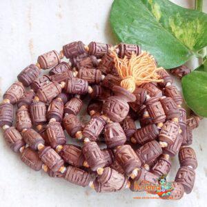 Radha Krishna Carved Tulsi 108+1 Beads Japa Mala