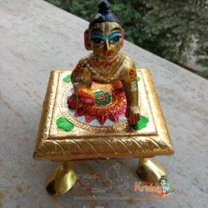 Multicolor Chowki for kanha ji /Laddu Gopal/Thakurji(4x4) Wooden Pooja Chowki