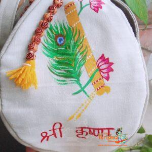 Krishna Flute Hand Painted Bead Bag
