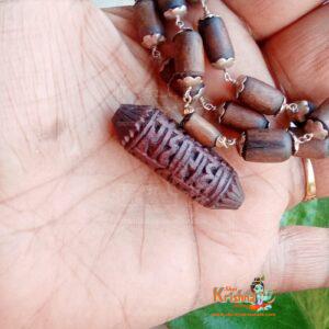 Handmade Radha Written Silver Cap Tulsi Mala