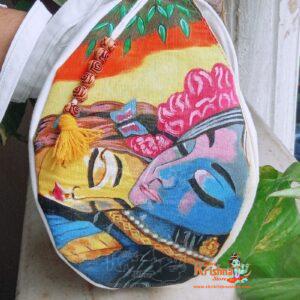 Shri Radha Krishna Lover Hand Painted Bead Bag