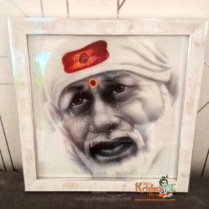 OM SAI GIFTS Shirdi Sai Baba Wall Hanging Wooden Photo Frame