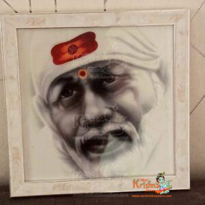 OM SAI GIFTS Shirdi Sai Baba Wall Hanging Wooden Photo Frame