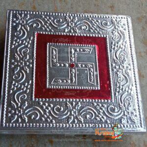 Silver Plated Diety Chowki for Home Temple, (5*5) inches