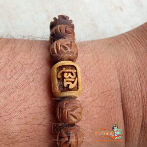 Radhey Naam Carved With Radha Written Tulsi Beads Bracelet