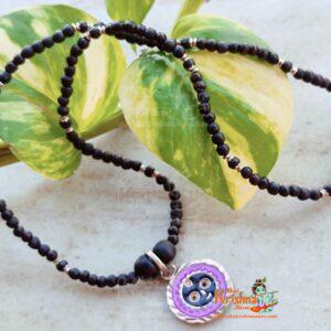 Tulsi Bead Silver Mala/ Necklace with Pure Silver Jagannath Pendant.