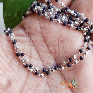 Silver Black Tulsi Double Layer Kanthi Mala - Classic