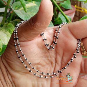 Tiny Beads Silver Black Tulsi Kanthi Mala