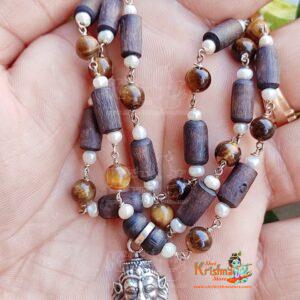 Sterling Silver Narasimhadev Prabhu Locket With Original Tiger Crystal balls – Premium / Divine