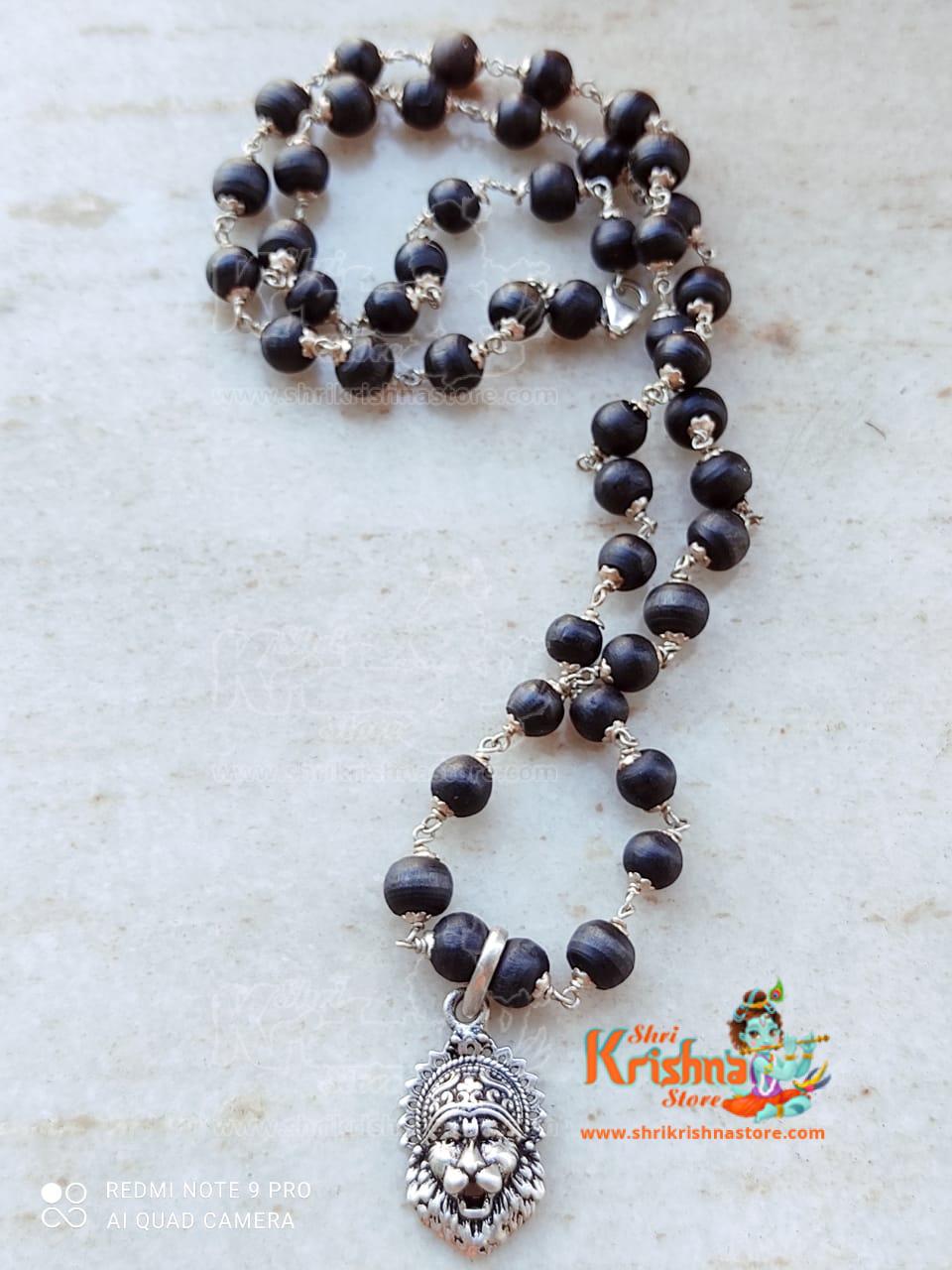 Silver Round Beads Tulsi Kanthi Mala With Narasimha Kavach Locket