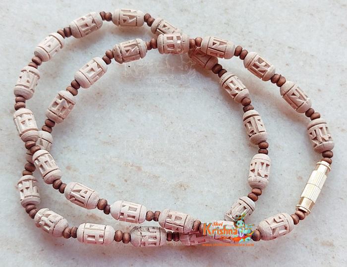 Ram Naam Handmade Tulsi Beads Three Round Kanthi Mala