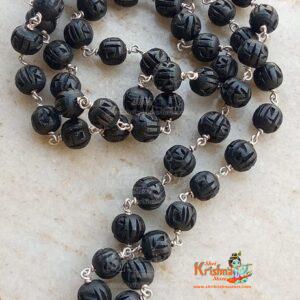 Radha Carved Beads Silver Tulsi Mala