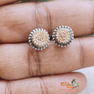Handmade Radha Carved Silver Tulsi Studs - Premium / Classic