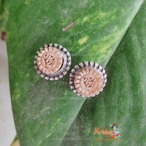 Handmade Radha Carved Silver Tulsi Studs - Premium / Classic