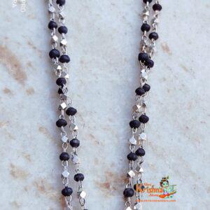 Silver Black Tulsi Double Layer Kanthi Mala - Classic
