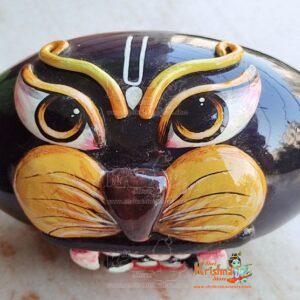 Hand Painted Natural Black Stone Shaligram for Home Pooja Big Size