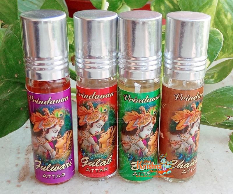 Nitya Seva Sugandhi Attar (ATAR)- Chandan | Gulab | Phulbari | Bela Fragrance Athar Set of 4 (6 ml Each)