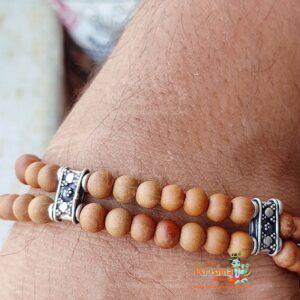 White Sandalwood Chandan Double Layer Beads Bracelet
