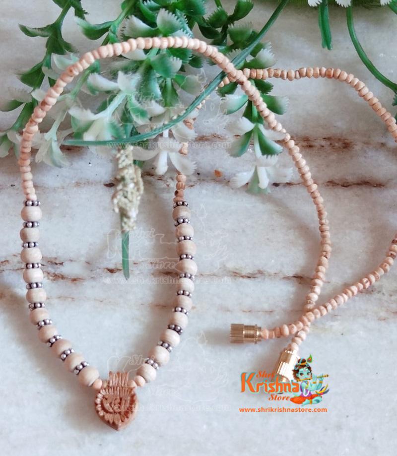 Small Radha Tulsi locket Locket Mala With Silver Rings