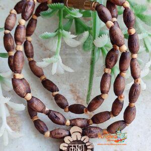 Beautifully Designed Krishna Tulsi Locket with wheat shaped small beads Mala - Light Weighted / Peaceful