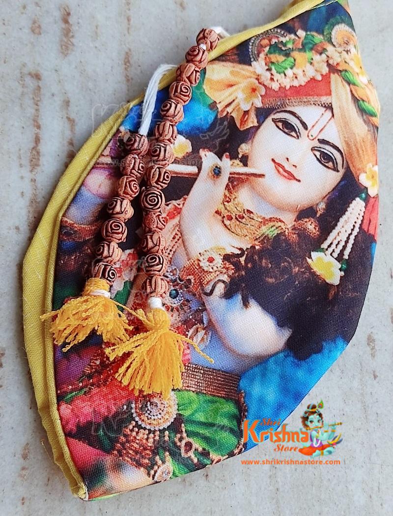 Lord Krishna Digital Print with Beautiful Digital Japa Bead Bag