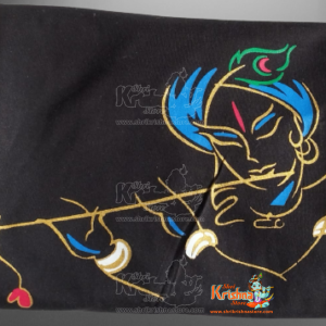 Shri Krishna Flute Black T Shirt 100% Cotton