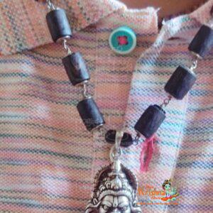 Narsimha Locket with Silver Capped Black Tulsi Beads - Super Power / Classic / Trending