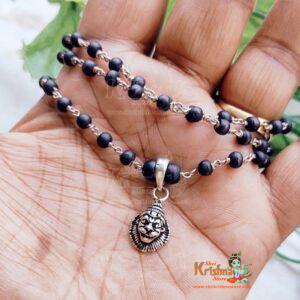 Narsingh Bhagwan Silver Locket With Tulsi Beads Mala in Silver