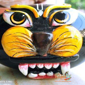 Hand Painted Natural Black Stone Shaligram for Home Pooja Big Size