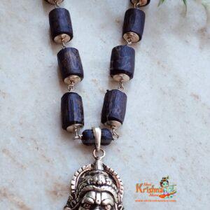 Narsimha Locket with Silver Capped Black Tulsi Beads - Super Power / Classic / Trending
