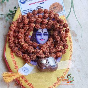 Rudraksha Japa Mala 108 + 1 Beads With Bead Bag and Digital Counter - Certified