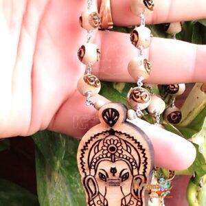 Shri Ganesh ji Tulsi Locket with Om Carved Mala In Silver