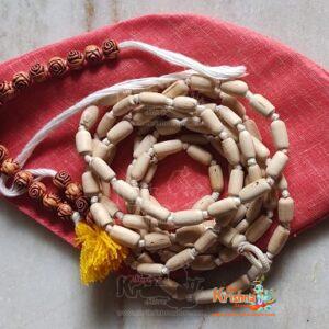 108 + 1 Tulsi Beads Japa Mala With Plain Japa Bag & Sakshi Mala – Premium