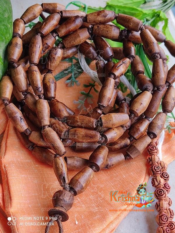 108 + 1 Tulsi Beads Mridang Japa Mala with Plain Japa Bag & Sakshi Mala – Premium