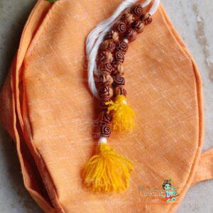 Cotton Orange Japa Bead Bag / Gomukhi & Sakshi Mala