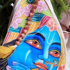 Shri Krishna Hand Painted Japa Bead Bag / Gomukhi and Counter Mala- Super Size / Quality