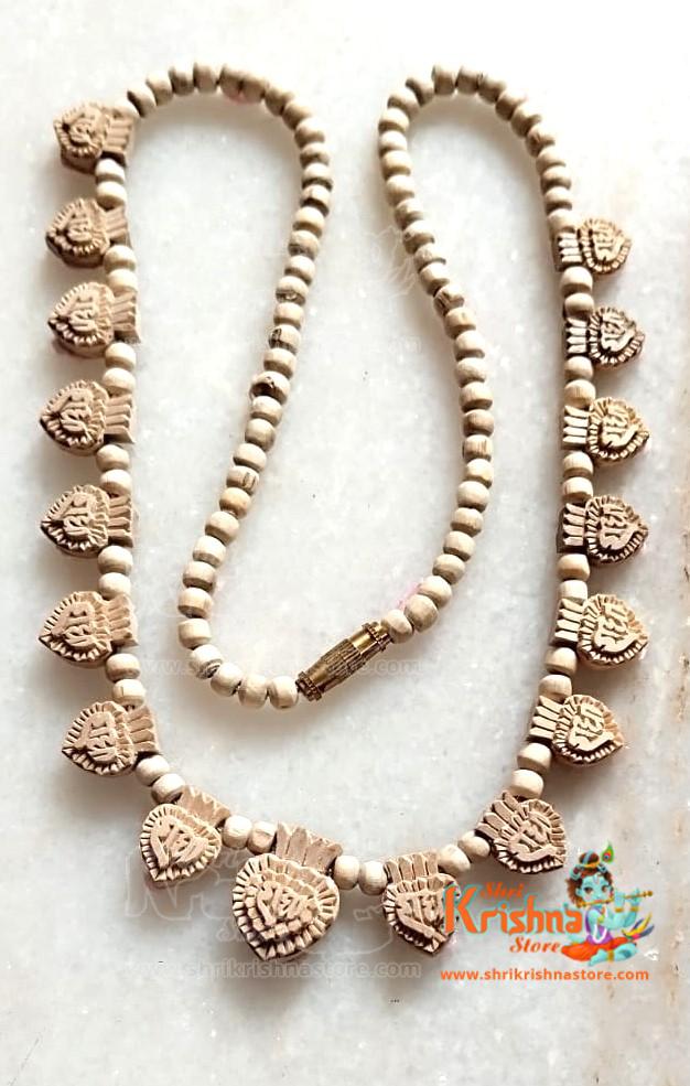 Radha Carved Tulsi Haar Mala For Neck